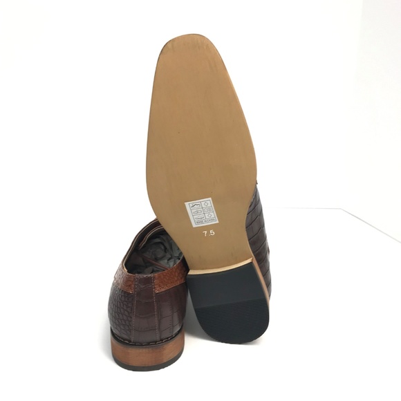 Amali Men's Brown Cognac Dress Shoes Oxfords Exotic Print Sizes 7.5 - 13 - Picture 6 of 6
